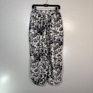 Maeve Anthropologie Pants Womens XS Black White Floral Pull On Wide Leg